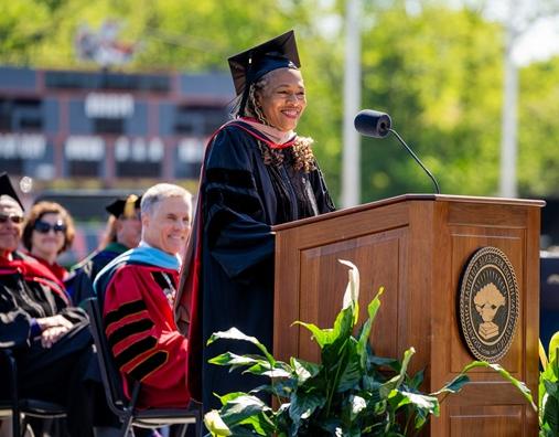 "2024 Commencement speaker Sylvia Taylor